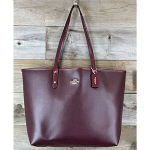 Coach Reversible City Tote Burgundy Wine Maroon Large